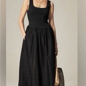 J. Crew Black Midi Dress Drop-waist mixy dress sz M black new